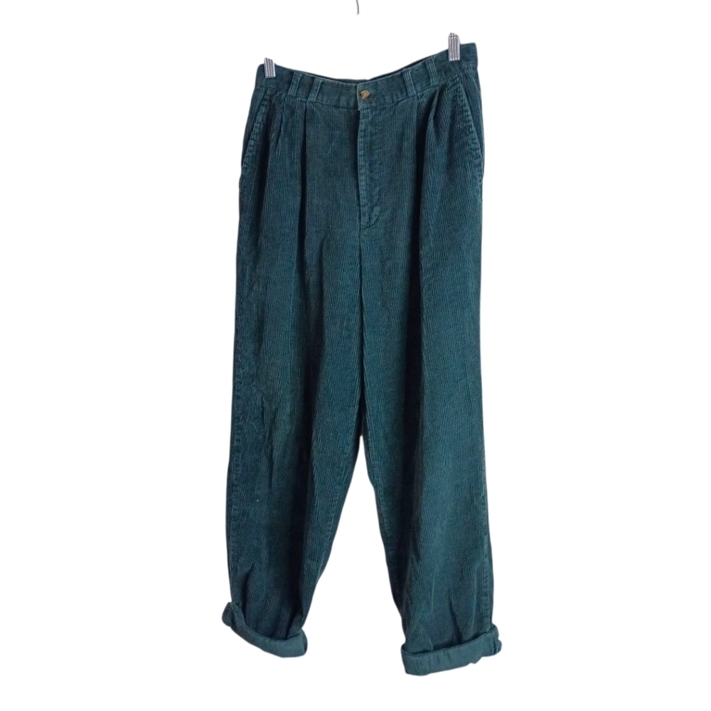 Urban Oasis - Vintage Loose Fitting Cotton Cuffed Corduroy Pants - Size 10